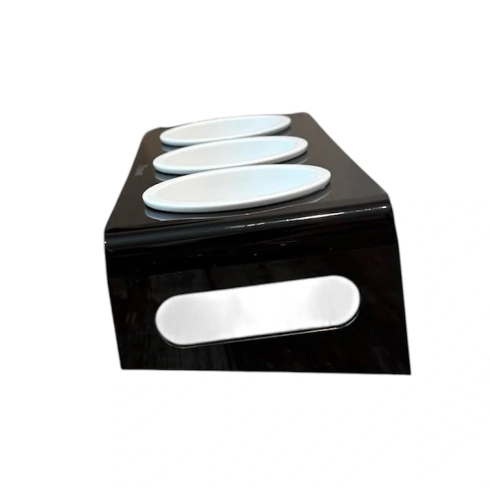 Tilted Raised Elevated Food & Water 3 Bowls Acrylic & Stand for Cat Small Dogs